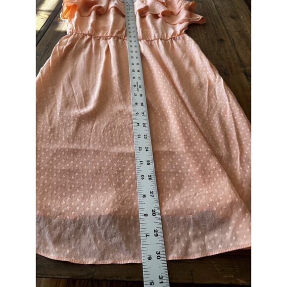 Rebecca Taylor Mini Dress 100% Silk Sleeveless Size 4 Peach Ruffles Beach Boho - Picture 8 of 9